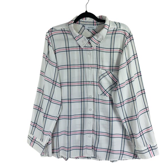 Plus Size Flannel Shirt Women Plaid Shirt Casual soft sz 2X Mystyle - Picture 5 of 15